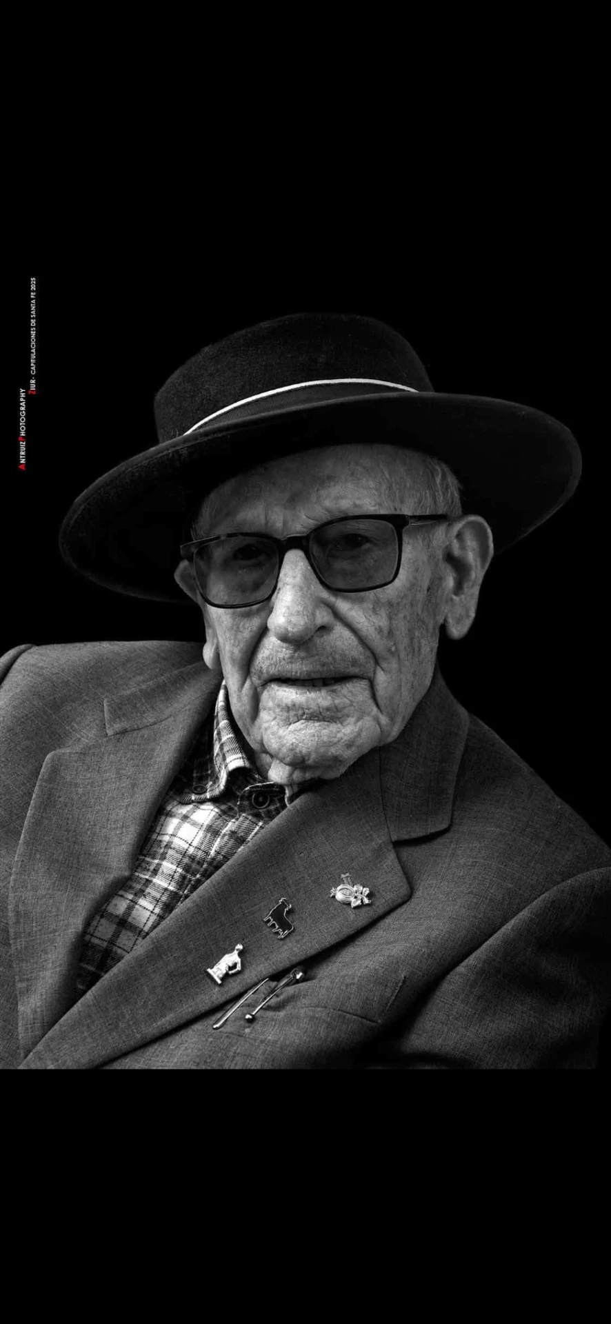Retrato en blanco y negro del abuelo de Xavi